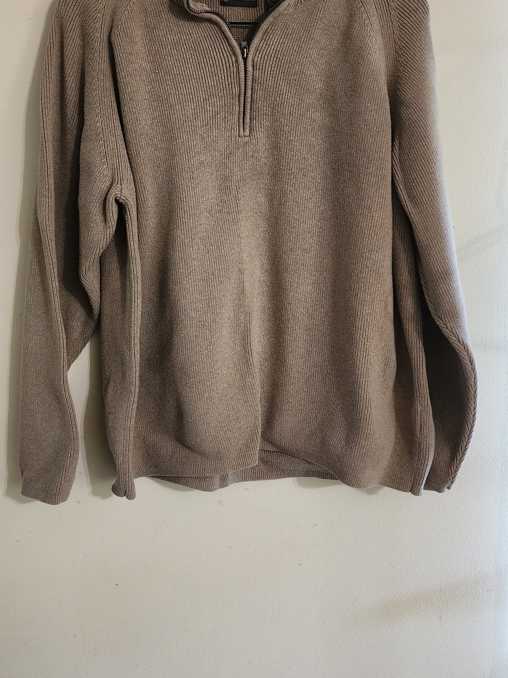 St. John's Bay Men's Zip-Neck Sweater in Taupe